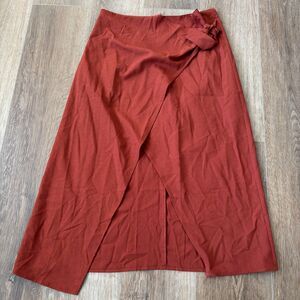 Cider Burnt Orange Tie Front Midi Skirt - Size M - NWT